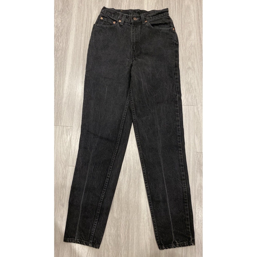 Levis 512 Slim Taper Jeans 7M USA Womens High Waist Mom Black Rise 25X31 Red Tab